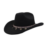 NEW WESTERN ETHNIC WOOL COWBOY FEDORA HAT_CWAH04467