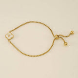 Cwaje1959_Adjustable Four Leaf Clover Letter Shell Bracelet