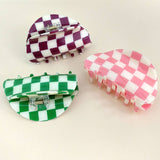 3.23"Checkered Hair Claw Clip_Cwaha0313