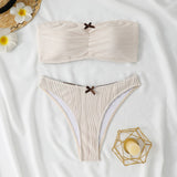 Womens Bandeau Bikini Sexy Solid Color Swimwear