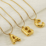 BALLOON STYLE 18K GOLD LETTER PENDANT NECKLACE_CWAJE0691