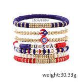 FASHION USA SHIELD CLAY BEADED BRACELET SET_CWMM3535