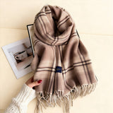Elegant Plaid Feel Soft Winter Tassel Scarf_Cwasc03241
