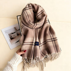Elegant Plaid Feel Soft Winter Tassel Scarf_Cwasc03241