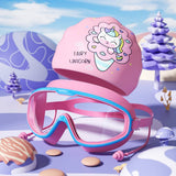KIDS SWIM GOGGLES CAP SET HD LARGE FRAME_CWMM6645