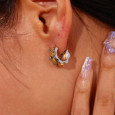 STAINLESS STEEL HIP HOP TRACK STITCHING EARRINGS_CWMM5731