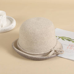 Women Fashion Warm Curling Felt Hat Bucket Hat_Cwah0605