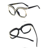HALF FRAME RHINESTONE PLAIN MIRROR DIAMOND GLASSES_CWASG0875