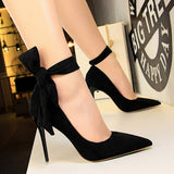 SUEDE SHALLOW POINTED TOE STRAPPY HIGH HEELS_CWSHH0074