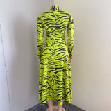 LONG SLEEVED HIGH WAISTED OVERSIZED PRINTED DRESS_CWDMD3711