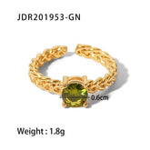 Zircon Inlay Rings Adjustable Titani Steel Rings_Cwaje1238