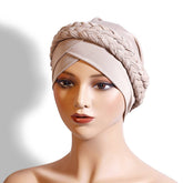 Two Milk Silk Solid Color Braided Headscarf Hat_Cwasc2425