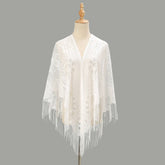 Hollow Out Tassel Shawl Elegant Triangle Wrap_Cwmm1996