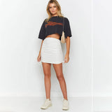 KNITTED SIDE DRAWSTRING STRETCH PLEATED SKIRT_CWBSS0374
