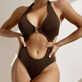 SOLID COLOR SEXY BACKLESS HOLLOW STRIPED SWIMSUIT_CWMW0300