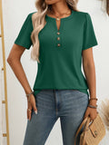 Solid-Color Half-Breasted Short-Sleeved T-Shirt