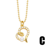FLOWER PEARL INLAID ZIRCONIUM PENDANT NECKLACE_CWAJE0904