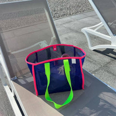 Mesh Contrast Color Beach Travel Storage Bag_Cuab00461