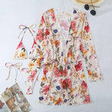 FLORAL PRINT COVER UP BIKINI 3PCS SET SWIMSUIT_CWMW0317