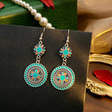 EXAGGERATED RETRO BOHEMIAN SUNFLOWER EARRINGS_CWAJE1876