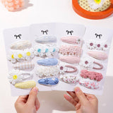 DAISY BB CLIP SET PRINTED CUTE FABRIC CLIPS_CWAHA6701