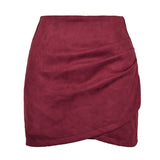 SUEDE SOLID COLOR HIP SKIRT ZIPPER SKIRT_CWAB4799
