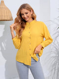 Womens Solid Color Long Sleeve Casual Shirt