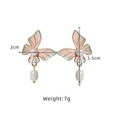 HIGH END ARTISTIC RETRO BUTTERFLY PEARL EARRINGS_CWAJE3778