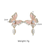 HIGH END ARTISTIC RETRO BUTTERFLY PEARL EARRINGS_CWAJE3778