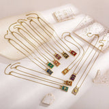 Vintage Square Zodiac Necklace With Enamel_Cwmm8840