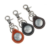 MENS FIVE POINTED STAR ALLOY COWHIDE KEYCHAIN_CWMM5035