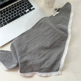 PLAID COTTON LINEN TRIANGLE SCARF SUN PROTECTION_CWASC0839