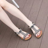 BOHEMIAN RHINESTONE FLAT BOTTOMED BEACH SANDALS_CWSHS0539