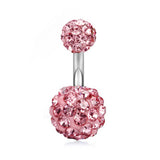 CLAY BALL BELLY RING CZ STAINLESS STEEL PIERCING_CWMM9193