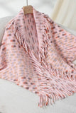 Cwocas0049_Colorful Plaid Knitted Fringed Cape Shawl