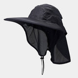 Wide Brim Uv Protection Hat With Mesh Neck Cover_Cwah3832