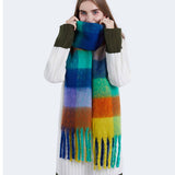 OLORFUL MOHAIR CHECKERED SCARF THICK WRAP_CWASC0167