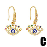 COLORED ZIRCON DEVILS EYE PENDANT EARRINGS_CWAJE1004