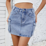 Washed American Vintage Denim Cargo Pocket Skirt