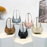 Solid-Color Simple Heart-Shaped Underarm Bag