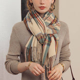 PLAID WINTER SCARF FOR WOMEN WITH TASSELS WARM_CWASC0186