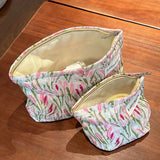 Pink Tulip Makeup Bag Large Travel Cosmetic Pouch_Cuab00653