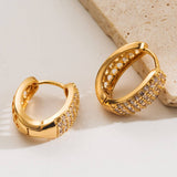 GEOMETRIC GOLD PLATED HOOP EARRINGS ELEGANT STYLE_CWMM8521