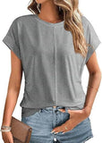 Womens Fashion Pleated Side Raglan Sleeve Tee