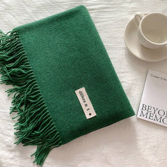 COLORBLOCK TASSEL SCARF THICK WRAP FOR STUDENTS_CWASC2281