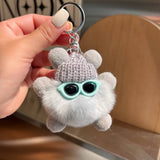 CUTE RABBIT FUR BRIQUETTES CAR KEYCHAIN PENDANT_CWMM2480