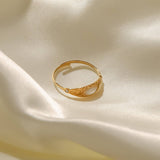 14K GOLD STAINLESS STEEL SET ZIRCON STAR OPEN RING_CWAJE1223