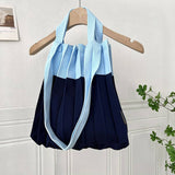 LARGE CAPACITY COLOR BLOCK PLEATED SHOULDER BAG_CWAB3221