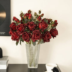 Vintage Burnt Edge Rose Bouquet For Home Decor_Cwmm6568