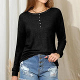 Solid Round Neck Button T Shirt_Cwttl1448